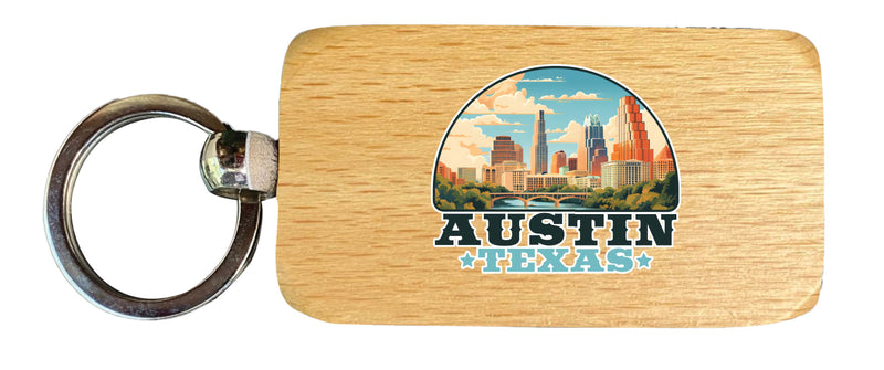 Austin Texas Design C Souvenir 2.5x1-Inch Souvenir Wooden Keychain