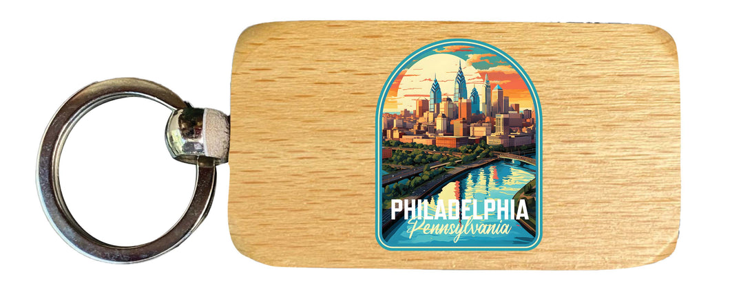 Philadelphia Pennsylvania Design A Souvenir 2.5x1-Inch Souvenir Wooden Keychain