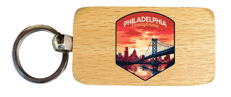 Philadelphia Pennsylvania Design B Souvenir 2.5x1-Inch Souvenir Wooden Keychain