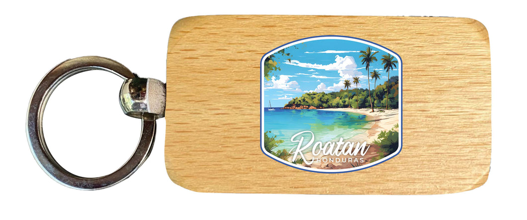 Roatan Honduras Design C Souvenir 2.5x1-Inch Souvenir Wooden Keychain
