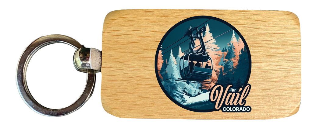 Vail Colorado Design C Souvenir 2.5x1-Inch Souvenir Wooden Keychain