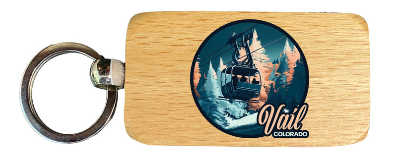 Vail Colorado Design C Souvenir 2.5x1-Inch Souvenir Wooden Keychain