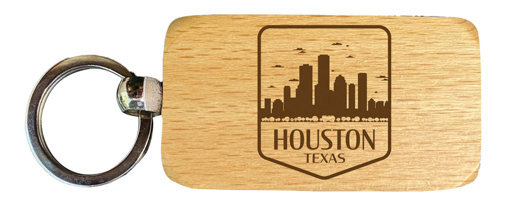 Houston Texas Souvenir 2.5x1-Inch Souvenir Engraved Wooden Keychain