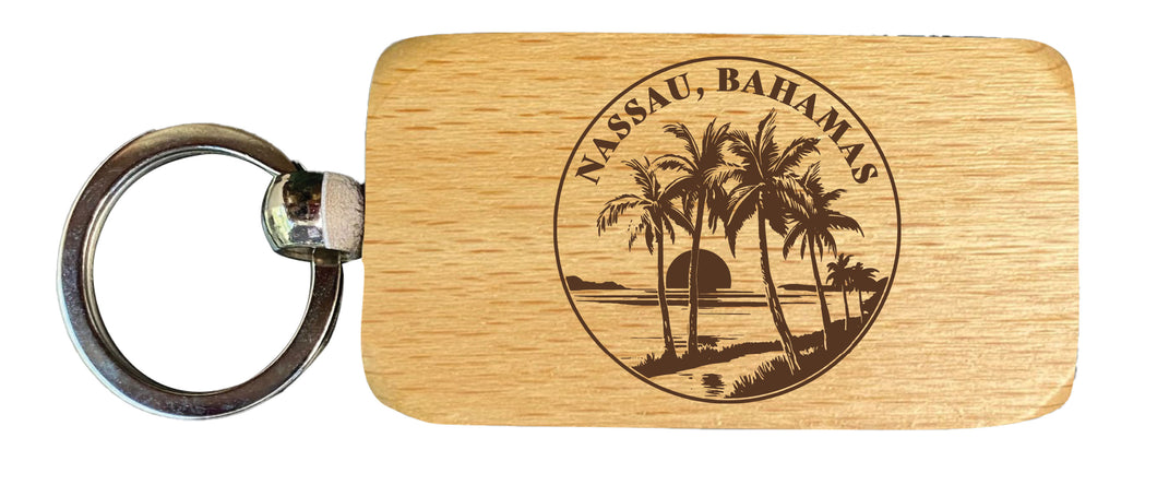 Nassau the Bahamas Souvenir 2.5x1-Inch Souvenir Engraved Wooden Keychain
