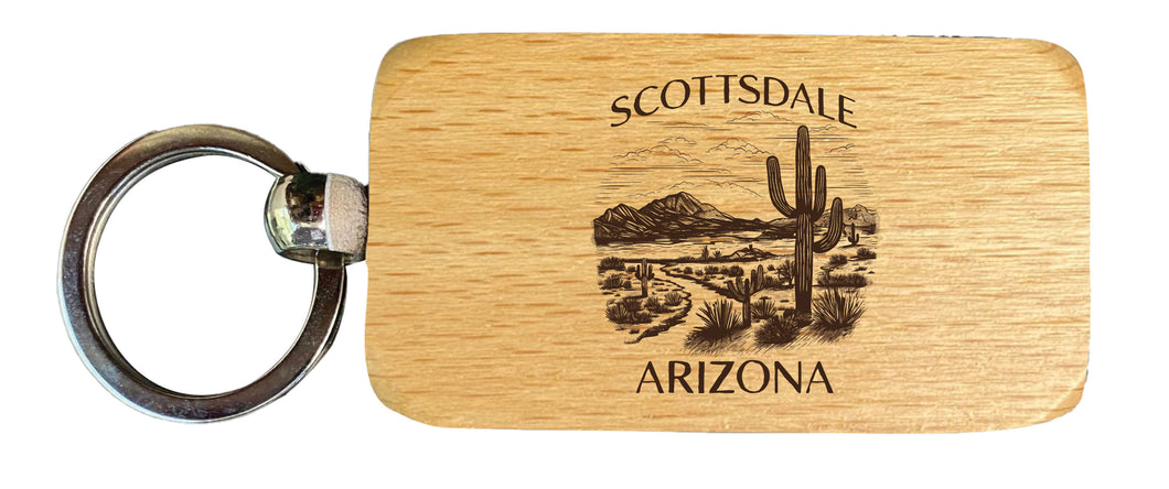 Scottsdale Arizona Souvenir 2.5x1-Inch Souvenir Engraved Wooden Keychain