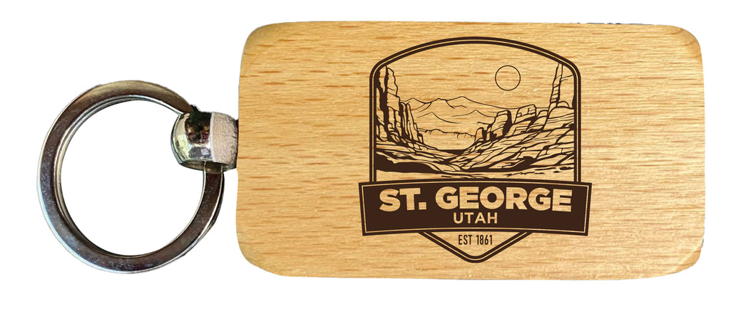 St. George Utah Souvenir 2.5x1-Inch Souvenir Engraved Wooden Keychain