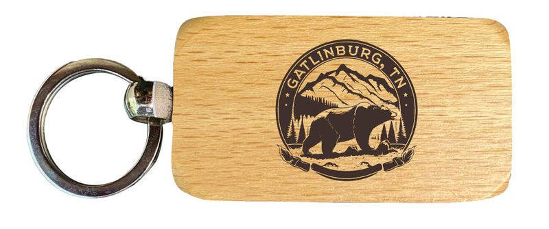 Gatlinburg Tennessee Laser Etched Souvenir 2.5x1-Inch Souvenir Wooden Keychain
