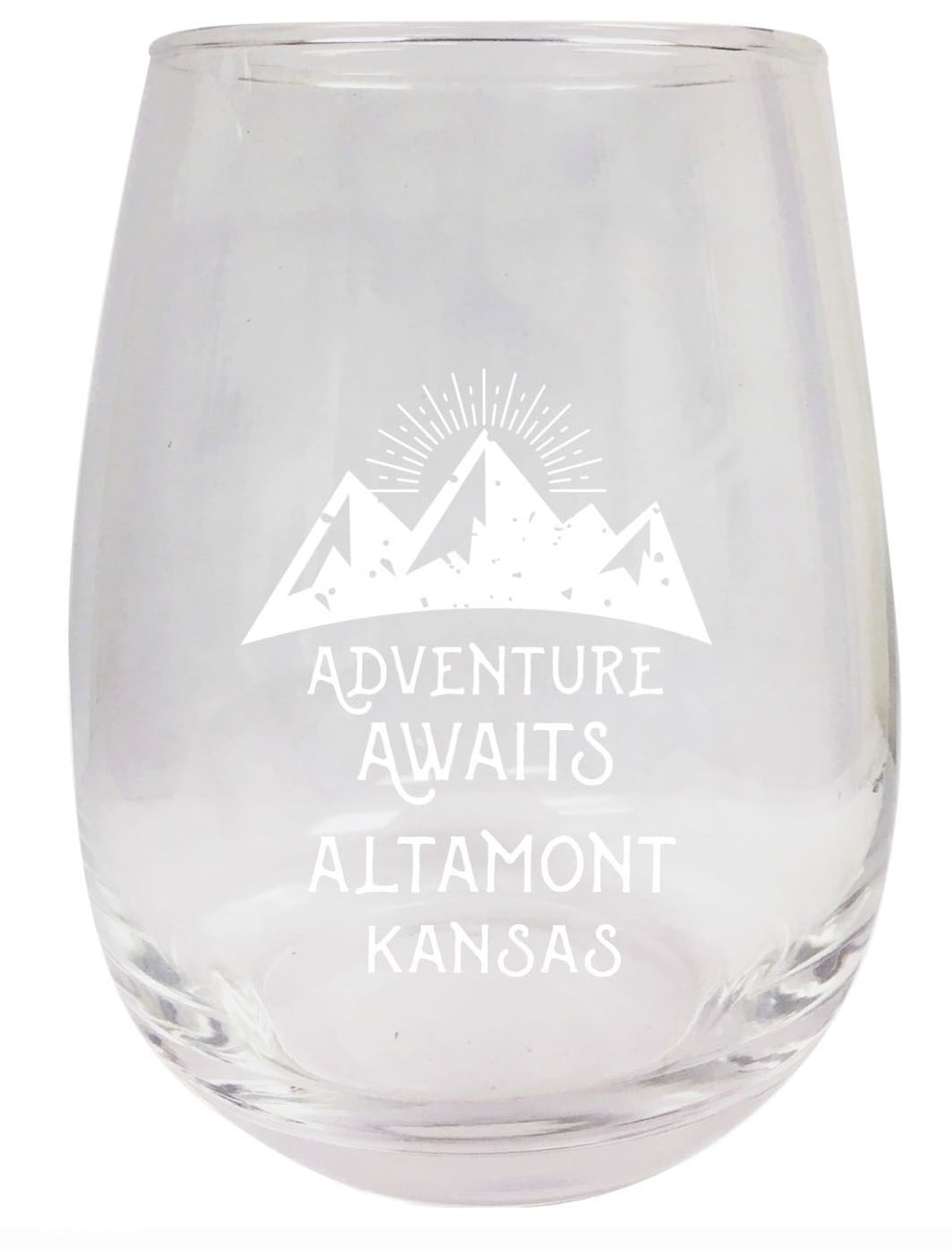 Kansas Engraved Stemless Wine Glass Duo