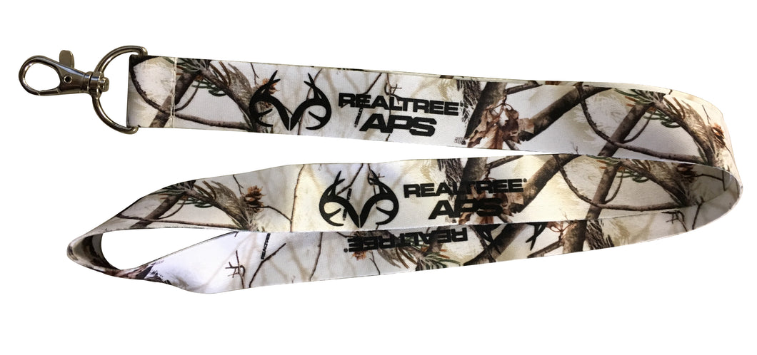 RealTree APS Snow Camo Pattern Lanyard Keychain with Clasp