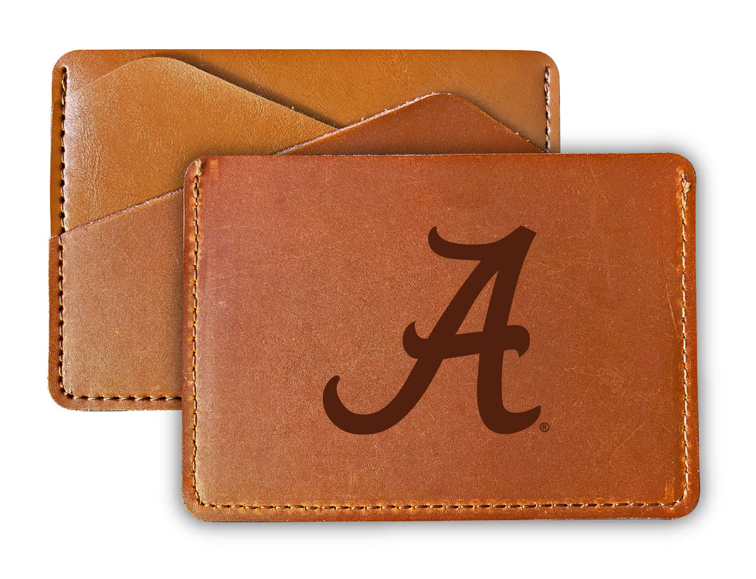 Elegant Alabama Crimson Tide Leather Card Holder Wallet - Slim Profile, Engraved Design