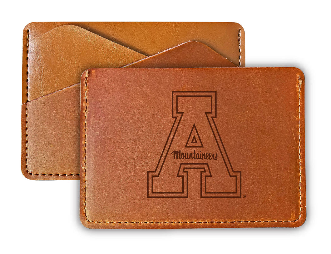 Elegant Appalachian State Leather Card Holder Wallet - Slim Profile, Engraved Design