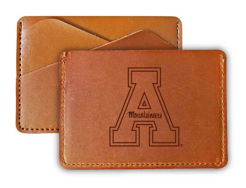Elegant Appalachian State Leather Card Holder Wallet - Slim Profile, Engraved Design