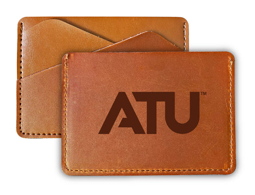 Elegant Arkansas Tech University Leather Card Holder Wallet - Slim Profile, Engraved Design