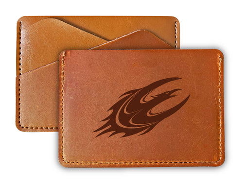 Elegant Elon University Leather Card Holder Wallet - Slim Profile, Engraved Design