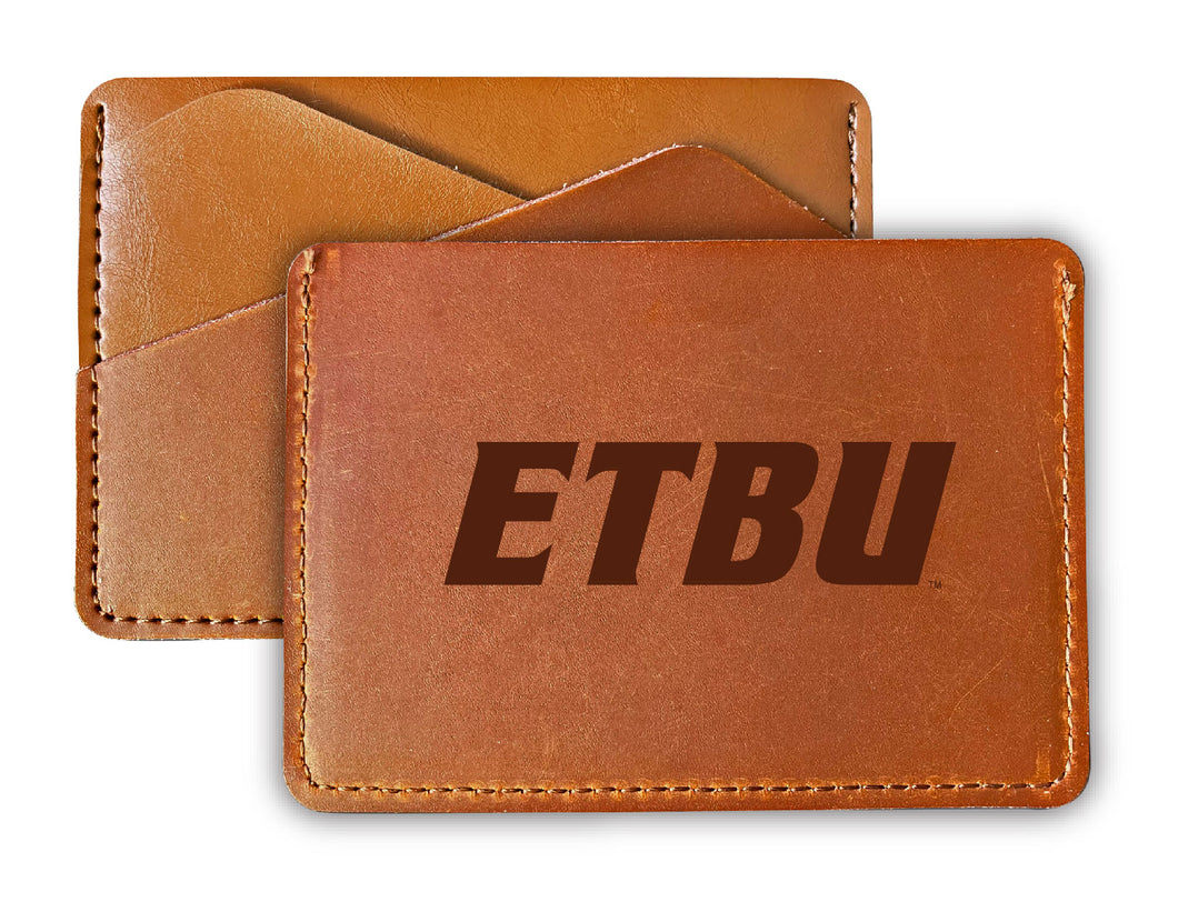 Elegant East Texas Baptist University Leather Card Holder Wallet - Slim Profile, Engraved Design