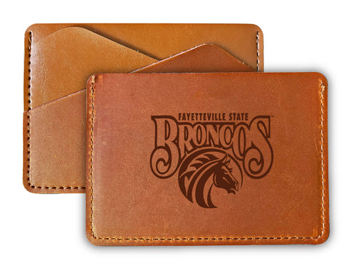Elegant Fayetteville State University Leather Card Holder Wallet - Slim Profile, Engraved Design