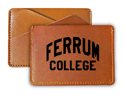 Elegant Ferrum College Leather Card Holder Wallet - Slim Profile, Engraved Design
