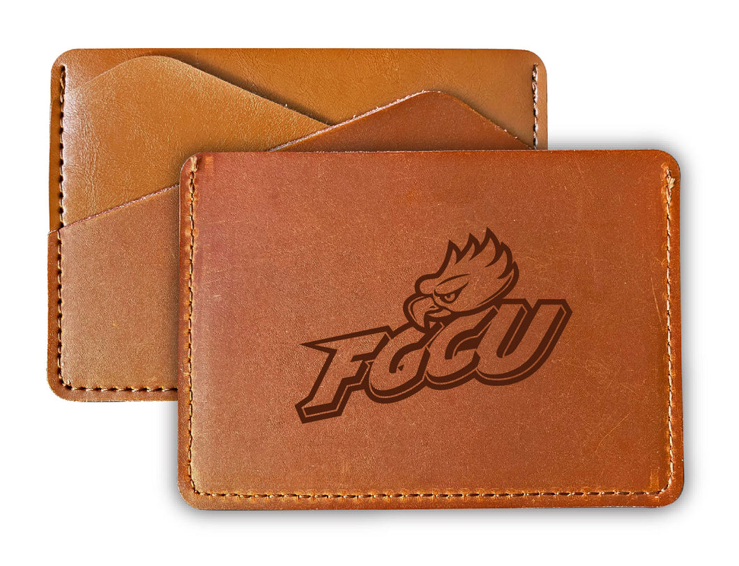 Elegant Florida Gulf Coast Eagles Leather Card Holder Wallet - Slim Profile, Engraved Design