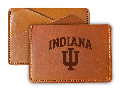 Elegant Indiana Hoosiers Leather Card Holder Wallet - Slim Profile, Engraved Design