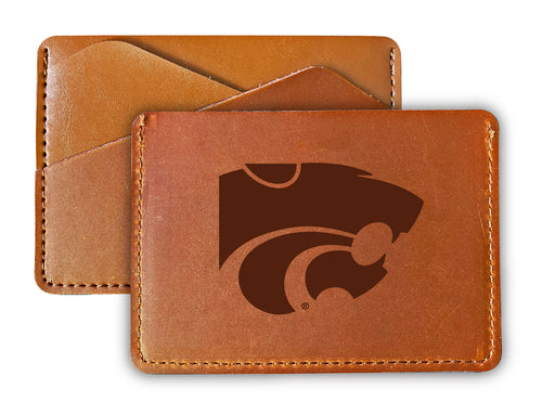 Elegant Kansas State Wildcats Leather Card Holder Wallet - Slim Profile, Engraved Design