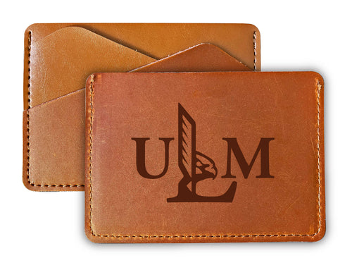 Elegant University of Louisiana Monroe Leather Card Holder Wallet - Slim Profile, Engraved Design