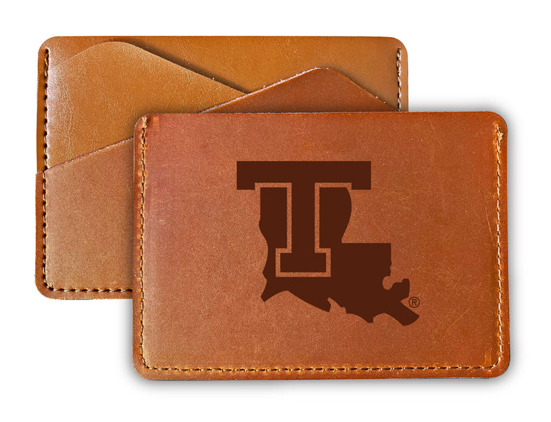 Elegant Louisiana Tech Bulldogs Leather Card Holder Wallet - Slim Profile, Engraved Design