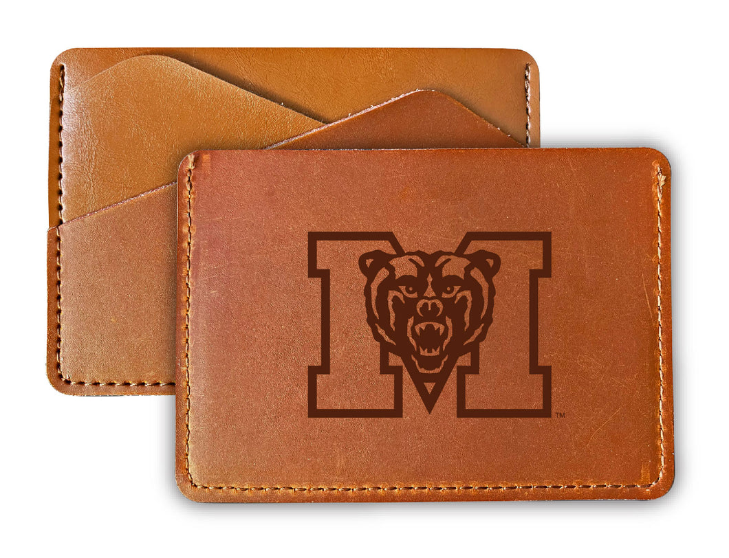 Elegant Mercer University Leather Card Holder Wallet - Slim Profile, Engraved Design