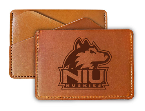 Elegant Northern Illinois Huskies Leather Card Holder Wallet - Slim Profile, Engraved Design