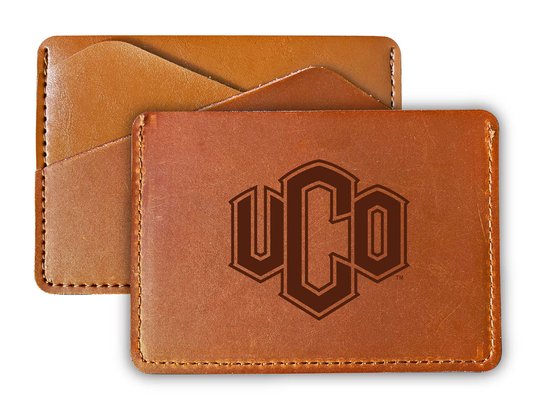 Elegant University of Central Oklahoma Bronchos Leather Card Holder Wallet - Slim Profile, Engraved Design