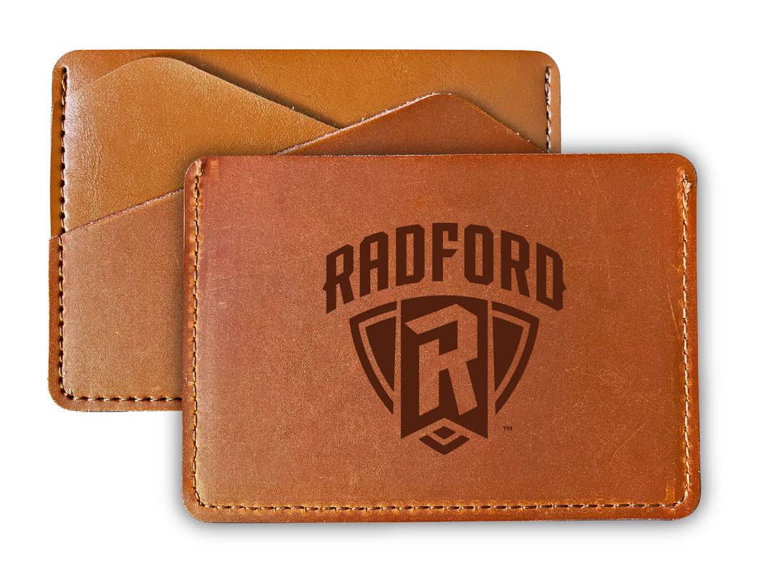 Elegant Radford University Highlanders Leather Card Holder Wallet - Slim Profile, Engraved Design