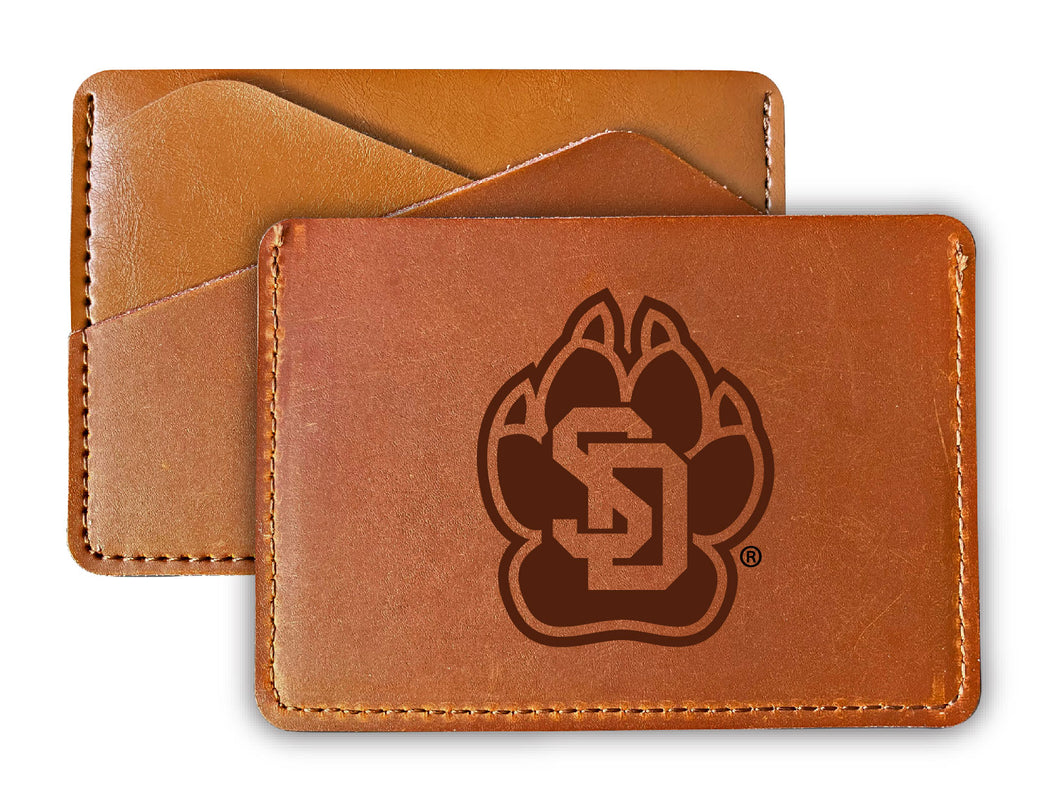 Elegant South Dakota Coyotes Leather Card Holder Wallet - Slim Profile, Engraved Design