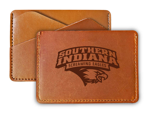 Elegant University of Southern Indiana Leather Card Holder Wallet - Slim Profile, Engraved Design