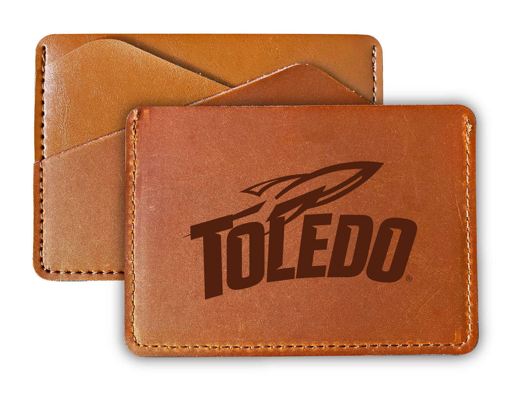 Elegant Toledo Rockets Leather Card Holder Wallet - Slim Profile, Engraved Design