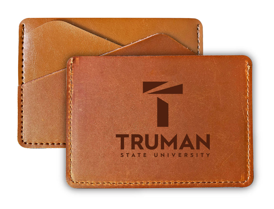 Elegant Truman State University Leather Card Holder Wallet - Slim Profile, Engraved Design