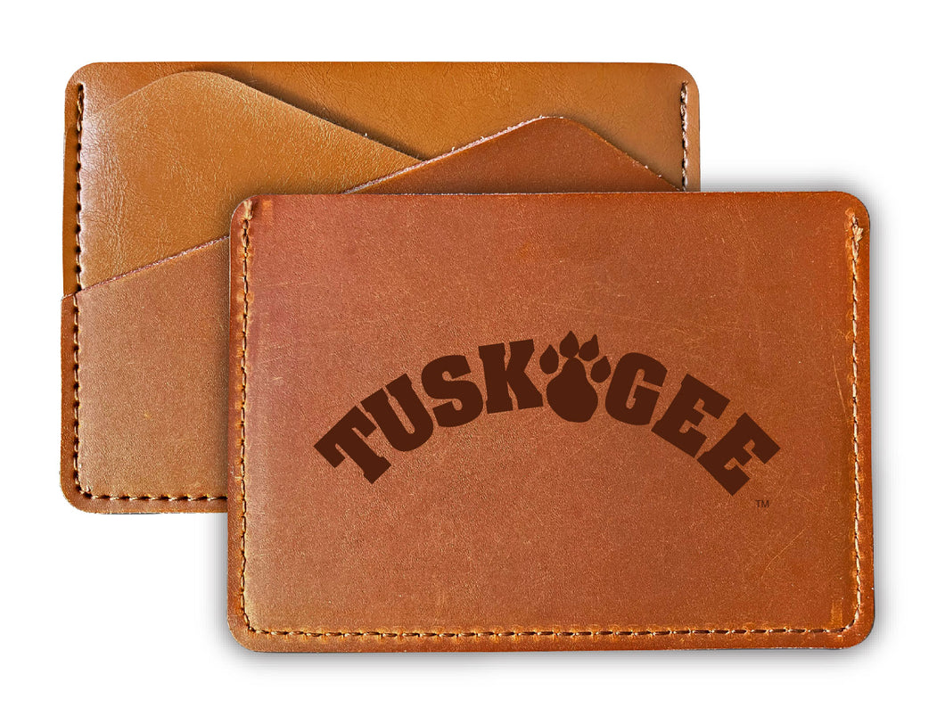 Elegant Tuskegee University Leather Card Holder Wallet - Slim Profile, Engraved Design