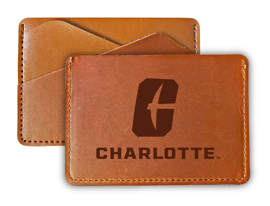 Elegant North Carolina Charlotte Forty-Niners Leather Card Holder Wallet - Slim Profile, Engraved Design