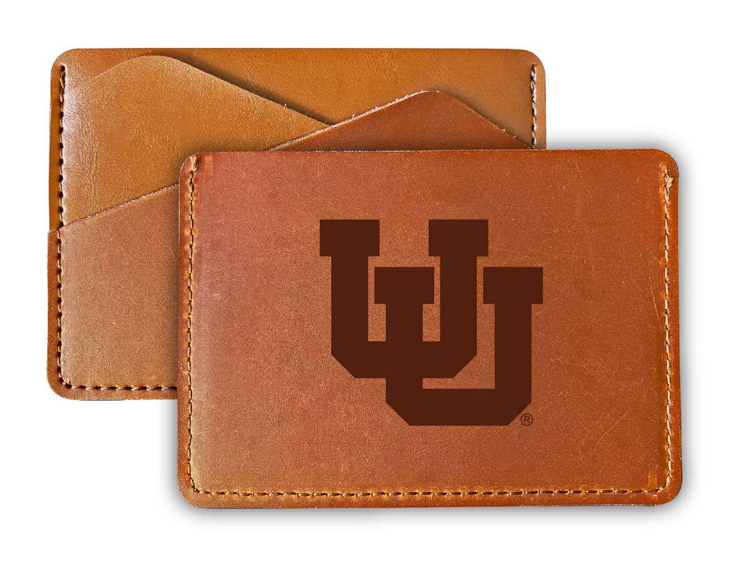 Elegant Utah Utes Leather Card Holder Wallet - Slim Profile, Engraved Design