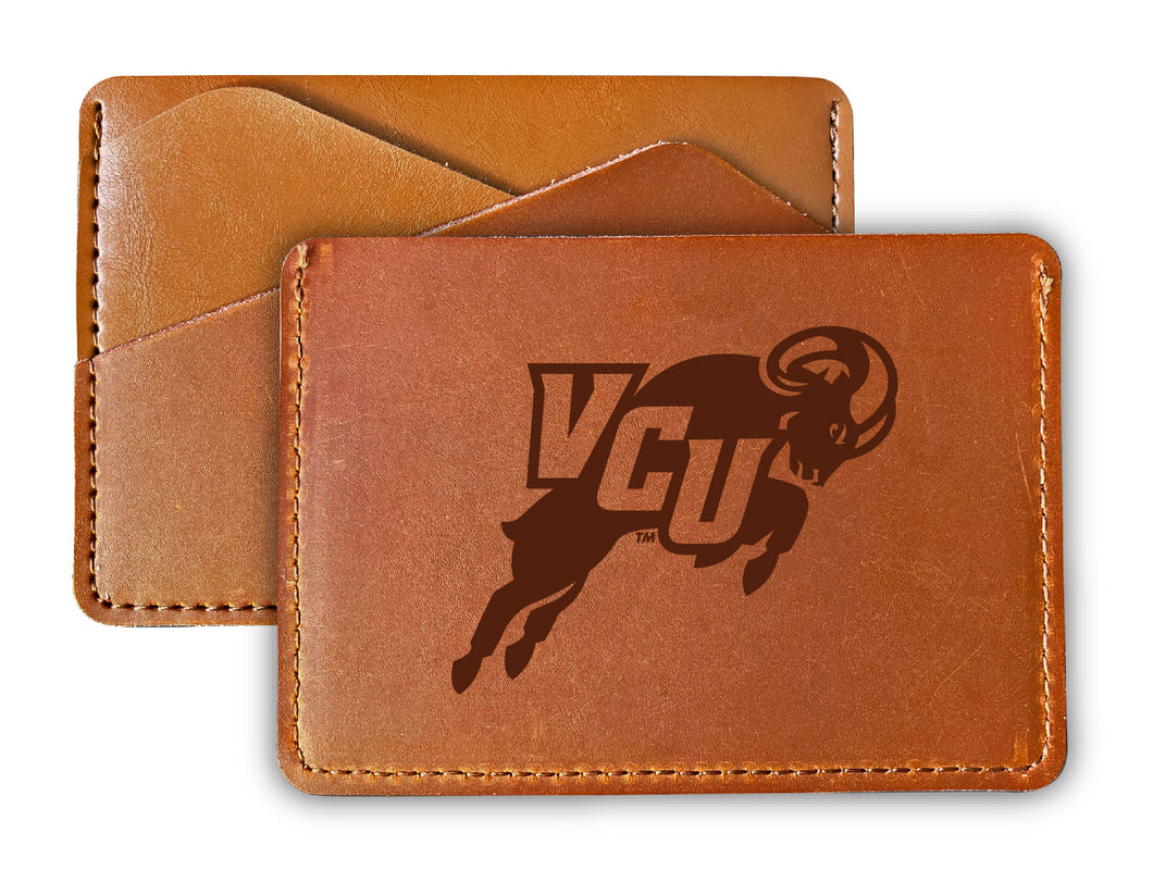 Elegant Virginia Commonwealth Leather Card Holder Wallet - Slim Profile, Engraved Design
