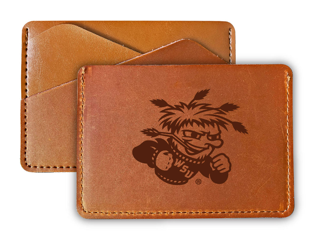 Elegant Wichita State Shockers Leather Card Holder Wallet - Slim Profile, Engraved Design