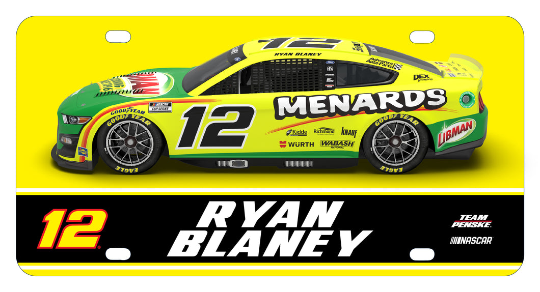 #12 Ryan Blaney Officially Licensed NASCAR License Plate