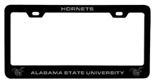 Load image into Gallery viewer, Alabama State University NCAA Laser-Engraved Metal License Plate Frame - Choose Black or White Color
