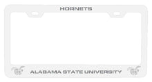 Load image into Gallery viewer, Alabama State University NCAA Laser-Engraved Metal License Plate Frame - Choose Black or White Color
