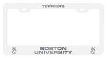 Load image into Gallery viewer, Boston Terriers NCAA Laser-Engraved Metal License Plate Frame - Choose Black or White Color

