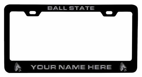 Customizable Ball State University NCAA Laser-Engraved Metal License Plate Frame - Personalized Car Accessory
