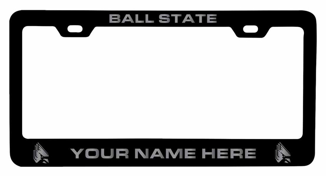 Customizable Ball State University NCAA Laser-Engraved Metal License Plate Frame - Personalized Car Accessory