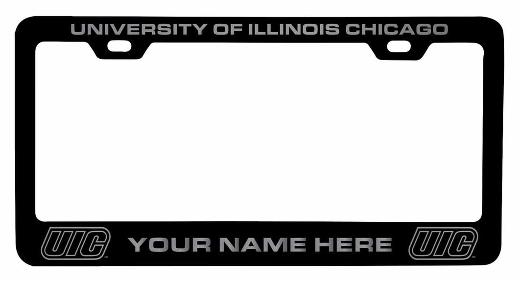 Customizable University of Illinois at Chicago NCAA Laser-Engraved Metal License Plate Frame - Personalized Car Accessory