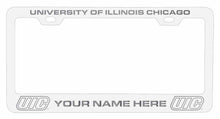 Load image into Gallery viewer, Customizable University of Illinois at Chicago NCAA Laser-Engraved Metal License Plate Frame - Personalized Car Accessory
