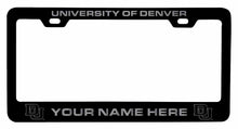 Load image into Gallery viewer, Customizable University of Denver Pioneers NCAA Laser-Engraved Metal License Plate Frame - Personalized Car Accessory
