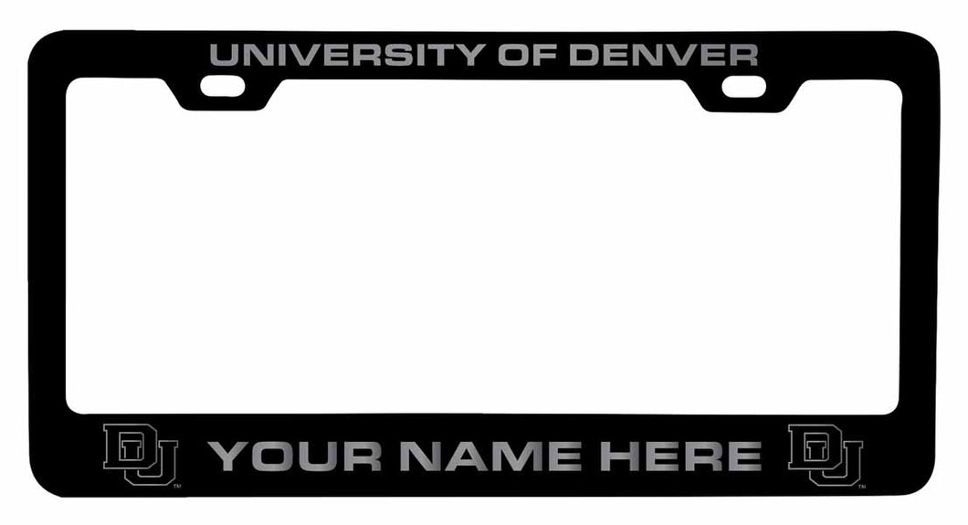 Customizable University of Denver Pioneers NCAA Laser-Engraved Metal License Plate Frame - Personalized Car Accessory