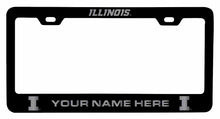 Load image into Gallery viewer, Customizable Illinois Fighting Illini NCAA Laser-Engraved Metal License Plate Frame - Personalized Car Accessory
